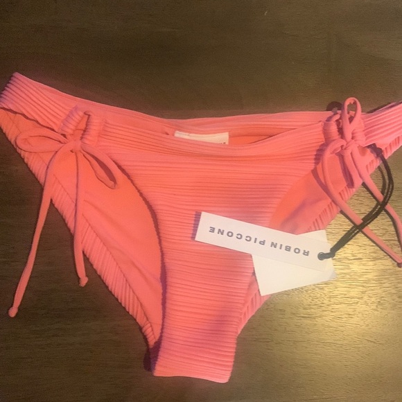New Robin Piccone Lily Tie Bikini Bottoms 190763 Pink Lemonade Medium - Picture 6 of 14
